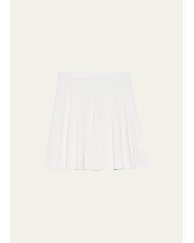 Theory Cotton-blend Piqué Pleated Mini Skirt - Natural