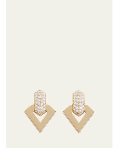 DRIES CRIEL 18k Yellow Gold Diamond Brute Pendant Earrings - Natural