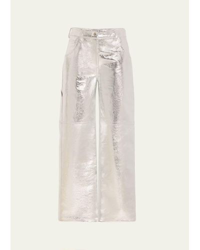 Interior The Sterling Metallic Leather Pants - Natural