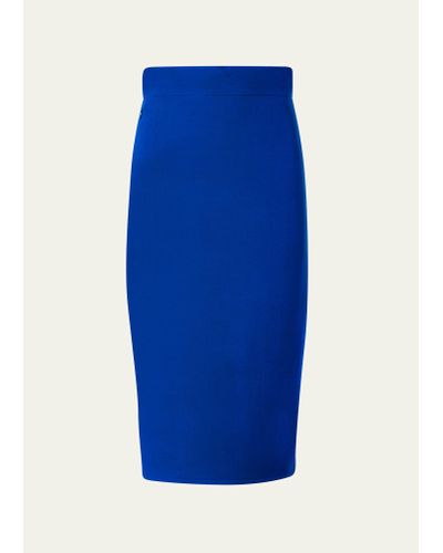 Akris Wool Double-face Midi Pencil Skirt - Blue