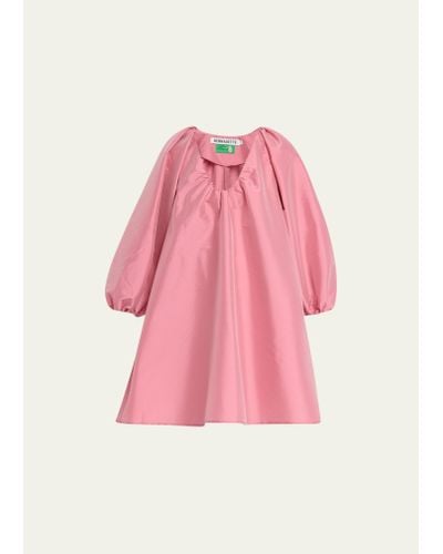 BERNADETTE Puff-sleeve Taffeta Mini Dress - Pink