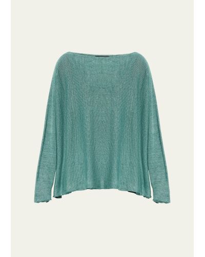 Eskandar Sideways Knitted Sweater (mid-length) - Green