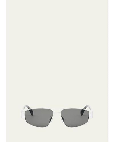 Celine Triomphe Pilot Metal Sunglasses - White