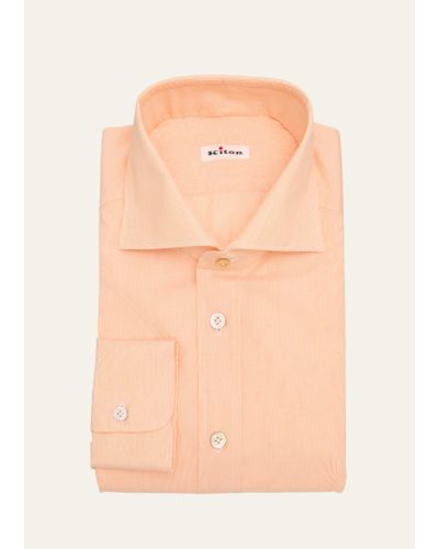 Kiton Cotton Micro-stripe Dress Shirt - Pink