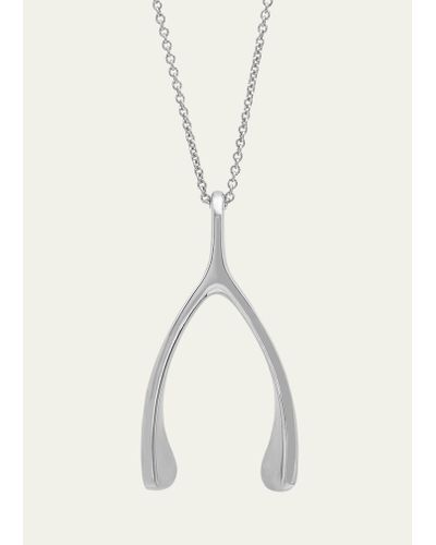 Jennifer Meyer Wishbone Necklace In 18k White Gold - Natural