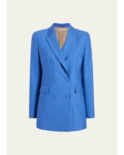 Another Tomorrow Merino Wool Blazer Jacket - Blue