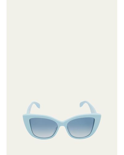 Alexander McQueen Monochrome Acetate Cat-eye Sunglasses - Blue