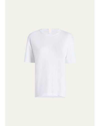 Another Tomorrow Luxe Seamed Cotton Short Sleeve T-shirt - White