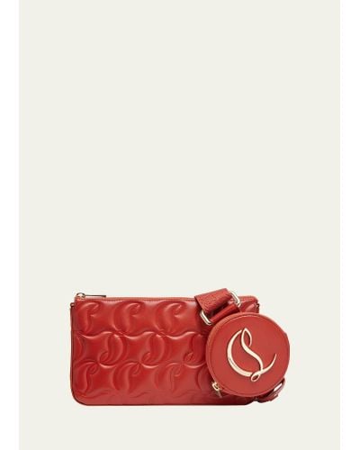 Christian Louboutin Loubila Hybrid Crossbody In Cl Embossed Nappa Leather - Red