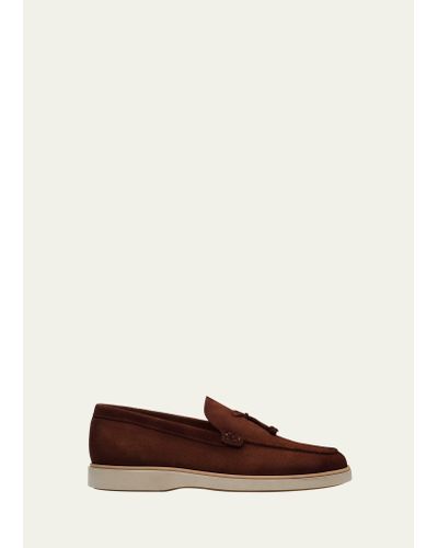 Magnanni Lourenco Knot Suede Boat Shoes - Brown