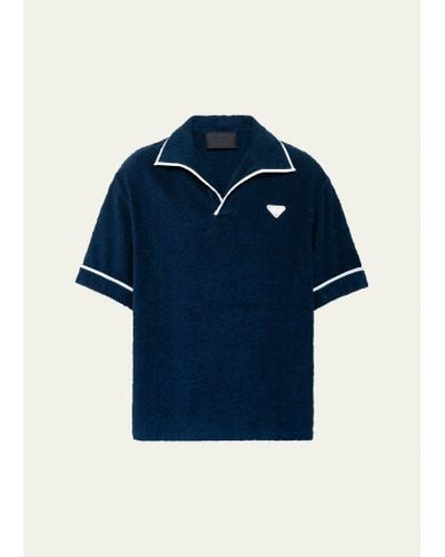 Prada Cotton Terry Polo Shirt - Blue