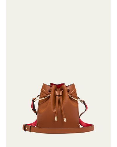 Christian Louboutin By My Side Bucket Bag In Leather With Cl Logo - Brown