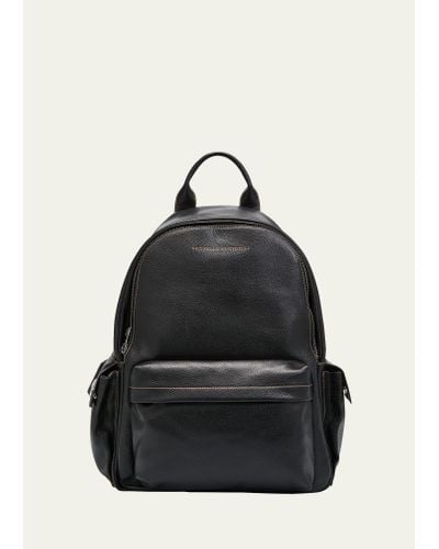 Brunello Cucinelli Grained Leather Backpack - Black