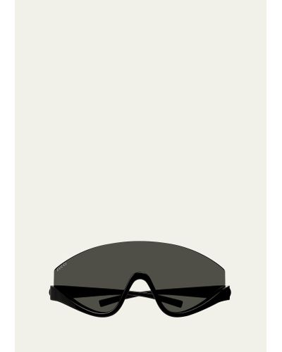 Gucci Half-rimmed Plastic Shield Sunglasses - Black