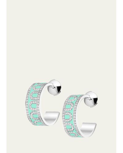 Davidor L'arc De Creole Earrings Pm In 18k White Gold With Palm Beach Lacquered Ceramic And Palais Diamonds - Blue