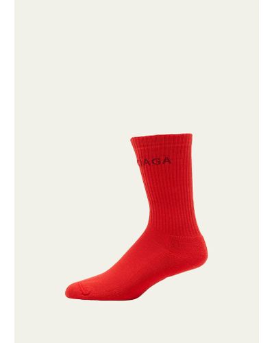 Balenciaga Logo-knit Tennis Socks - Red
