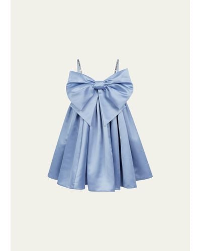 Nina Ricci Bow Front Crystal Strap Babydoll Mini Dress - Blue