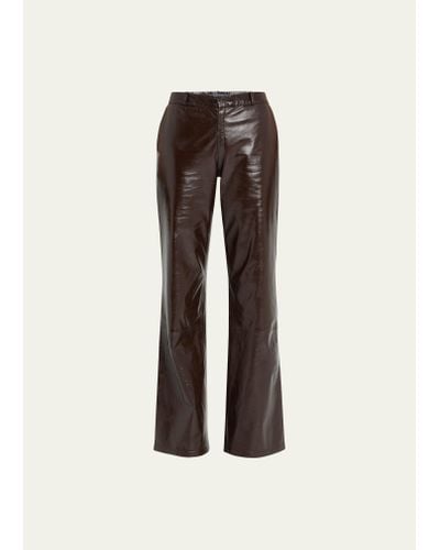 Zeynep Arcay Low-waist Leather Cigarette Pants - Brown