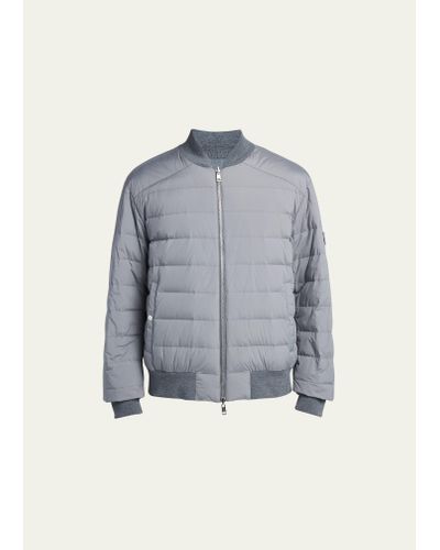 Moncler Aver Quilted Down Bomber Jacket - Blue