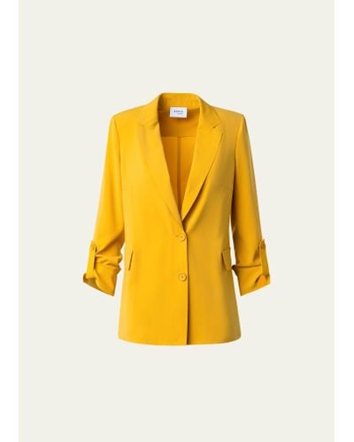 Akris Punto Crepe Blazer Jacket With Slouched Sleeves - Yellow