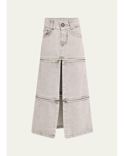 VAQUERA Long Zipper Denim Skirt - Natural