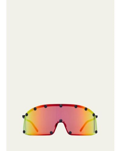 Rick Owens Mirrored Studded Shield Sunglasses - Pink