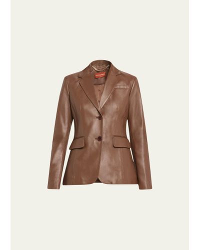 Altuzarra Fenice Leather Blazer Jacket - Brown