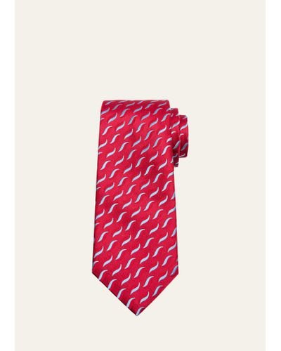 Charvet Silk Woven Geometric Tie - Pink