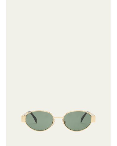 Celine Triomphe Metal Oval Sunglasses - Green
