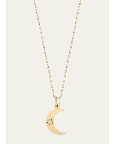 Andrea Fohrman Crescent Moon Phase Necklace With Opal Center - Natural