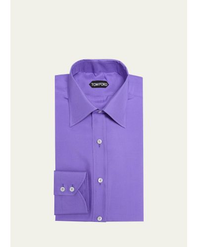 Tom Ford Slim Fit Cotton Dress Shirt - Purple