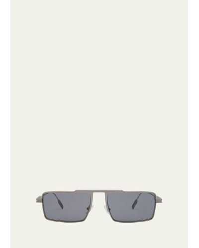 Zegna Ez0233 Metal Rectangle Sunglasses - Gray