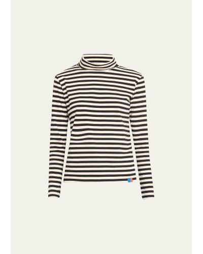 Kule The Turtleneck Cotton Stripe Long-sleeve T-shirt - White