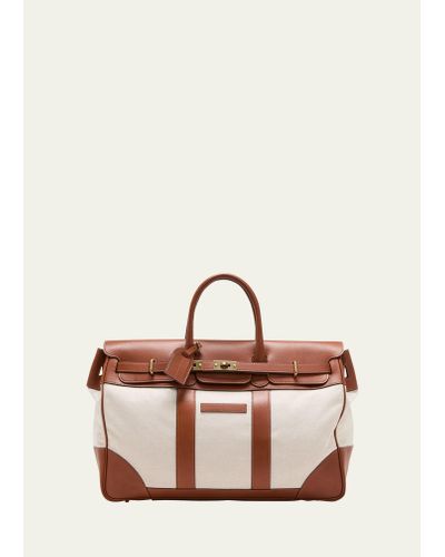 Brunello Cucinelli Leather And Canvas Duffel Bag - Pink