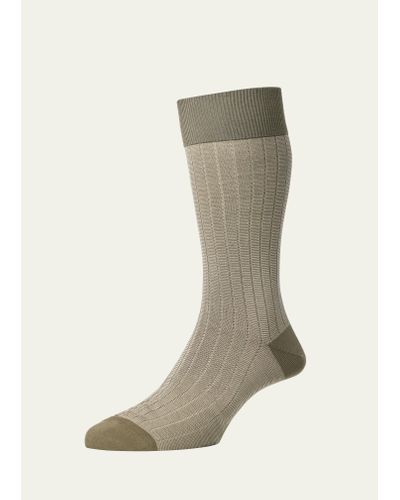 Pantherella Bourne Egyptian Cotton Crew Socks - Natural