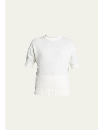 Theory Short-sleeve Easy Cashmere Pullover - Natural