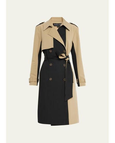 Toccin Skye Double-breasted Colorblock Trench Coat - Multicolor