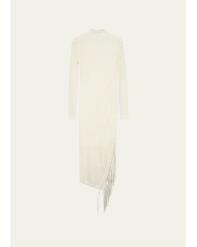 Jonathan Simkhai Gilda Pointelle Midi Dress With Fringe - Natural