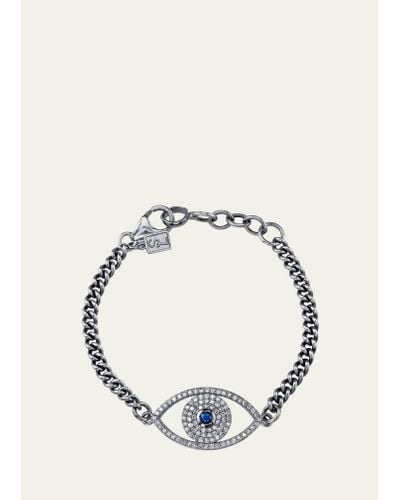 Sheryl Lowe Evil Eye Curb Chain Bracelet - Metallic
