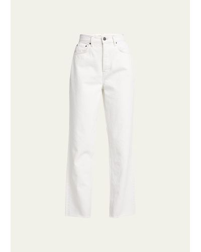 GRLFRND Cassidy Cropped Raw Hem Jeans - White
