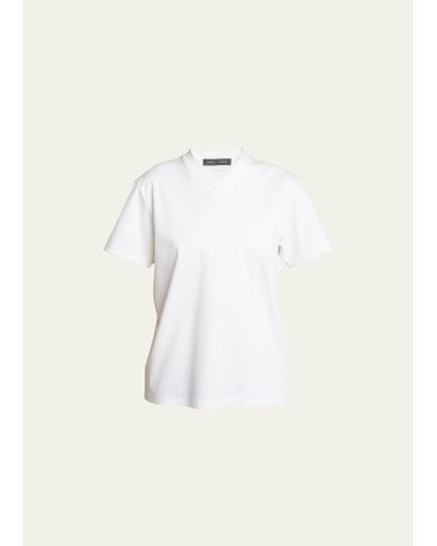 Proenza Schouler Talia Monogram V-neck Jersey T-shirt - Natural