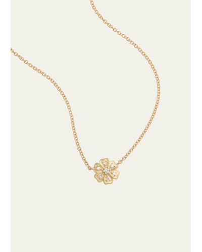 Jamie Wolf 18k Yellow Gold Floral Pendant Necklace With Diamonds - Natural