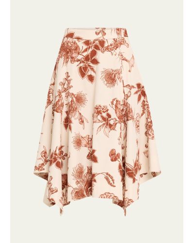Jason Wu Floral Fold-over Waistband Handkerchief Midi Skirt - Pink