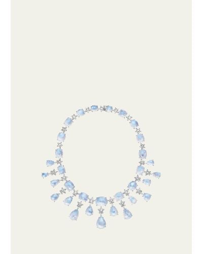 Verdura 18k White Gold Stardust Moonstone And Diamond Necklace - Natural