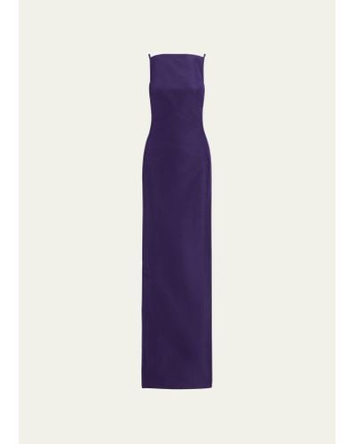 Ralph Lauren Collection Krystina Straight-neck Column Evening Dress - Purple