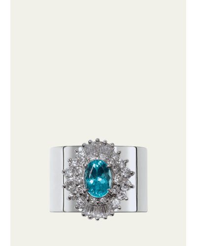 YUTAI Platinum Revive Ring With Apatite And Diamonds - White