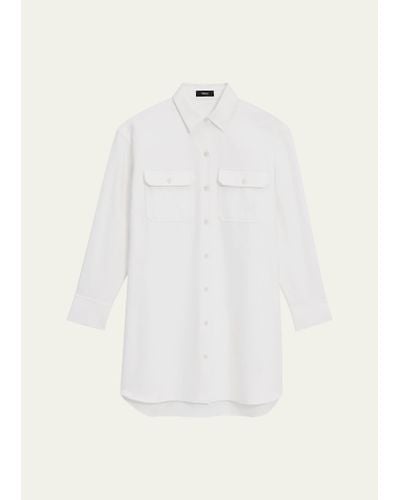 Theory Military Long-sleeve Mini Shirtdress - White