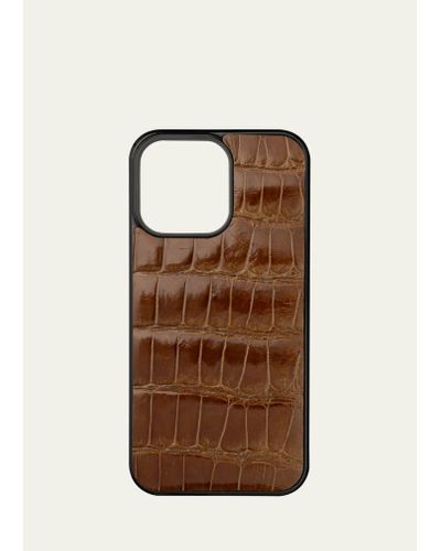 Abas Iphone 14 Pro Max Alligator Phone Case - Brown