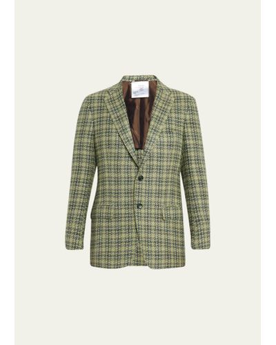 Kiton Woven Cashmere Check Sport Coat - Green