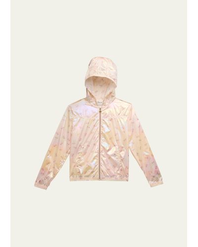 Bonpoint Girl's Gytha Cherry-print Iridescent Rain Jacket - Natural